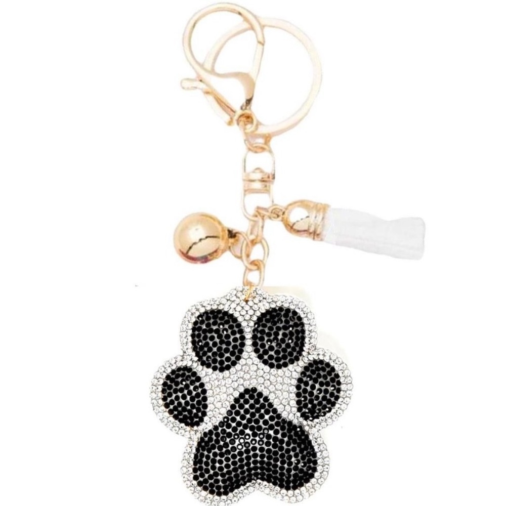🐾 Rhinestone Paw Puffey Keychain